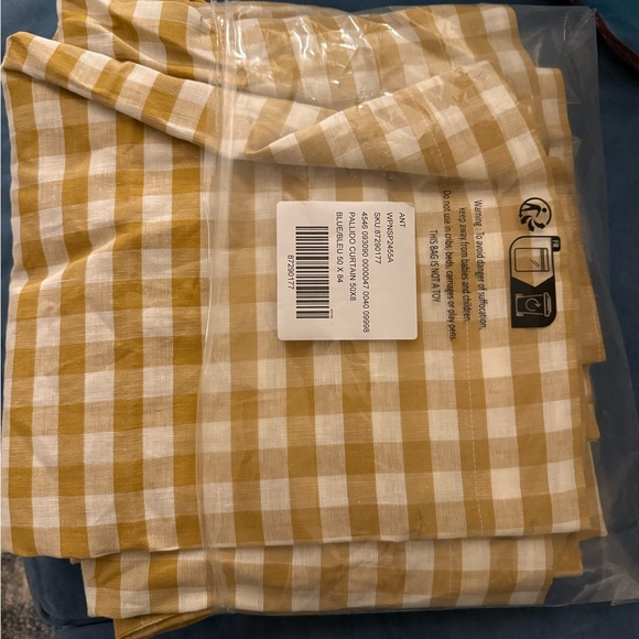 Gingham Checkered Curtain in Honey Set of Two - Picture 5 of 5